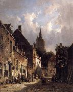 Adrianus Eversen A Dutch Street Scene oil painting